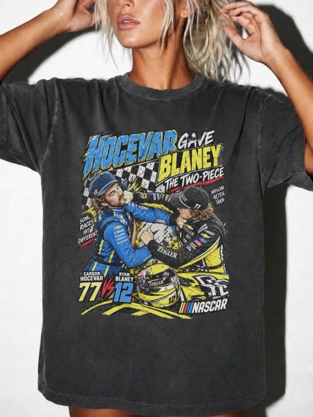 Ryan Blaney vs Carson Hocevar Comfort Colors Tee Racing Graphic Tee